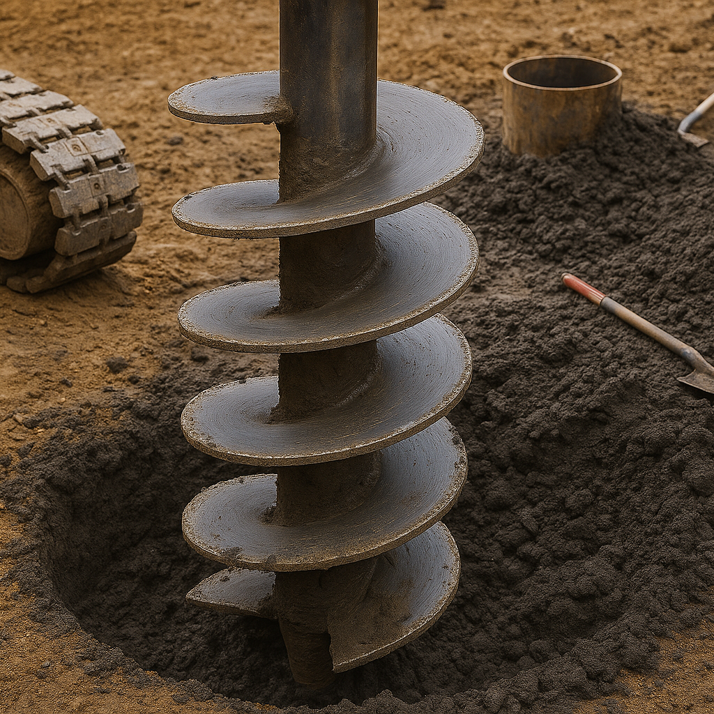 Auger drill at construction site