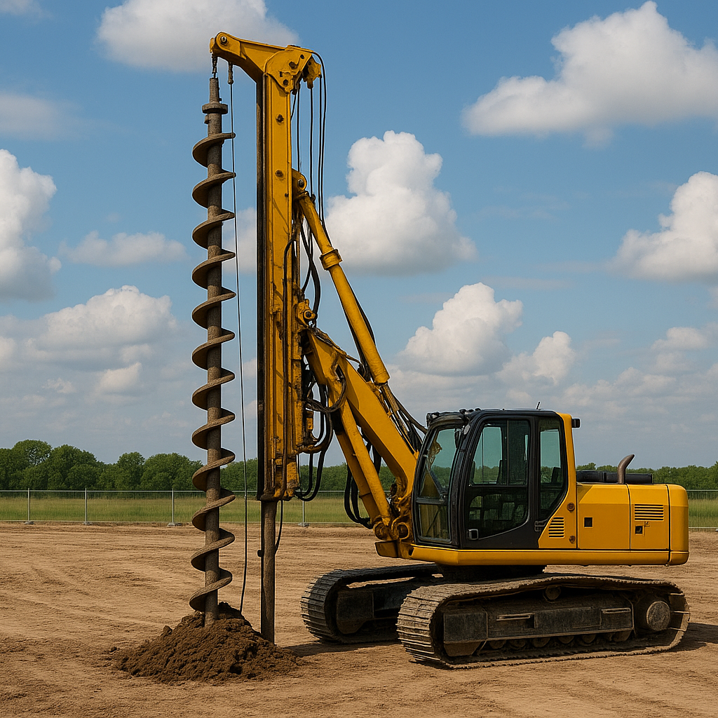 Auger drill at construction site